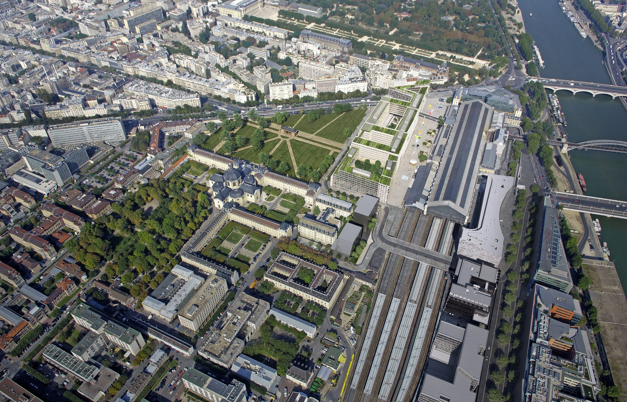 Vue aérienne du quartier Austerlitz et Jardin des Plantes Paris 5e - Nicolas Jeffs