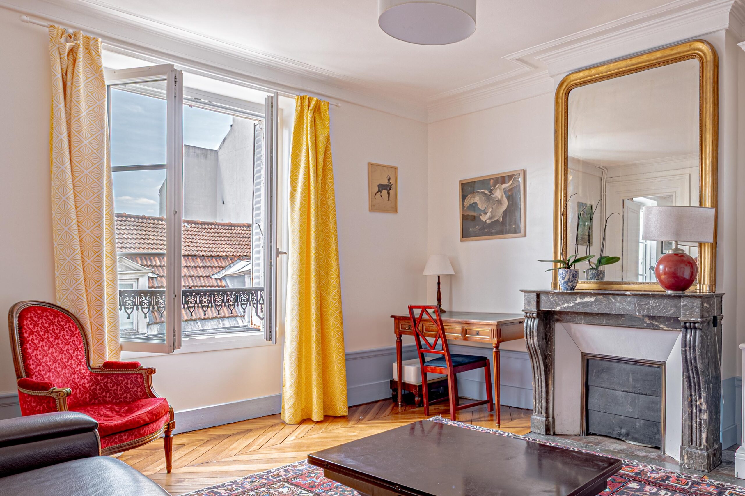 Parquet point de Hongrie et cheminée à Meudon Bellevue