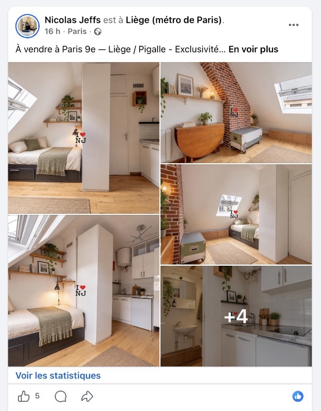Publication immobilière Facebook