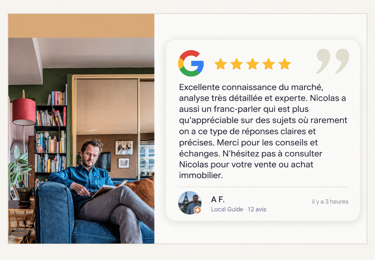 Avis Google cinq étoiles sur Nicolas Jeffs